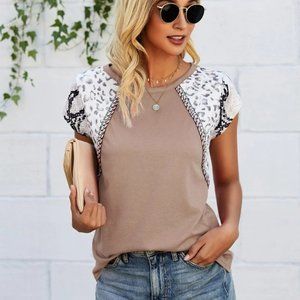 NWT Miss Sparkling Animal Print Sleeve In Sand